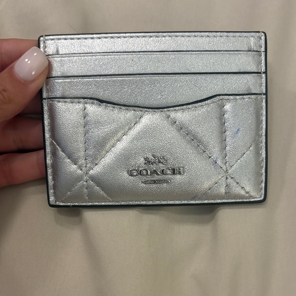 Coach Metallic Silver Card Wallet